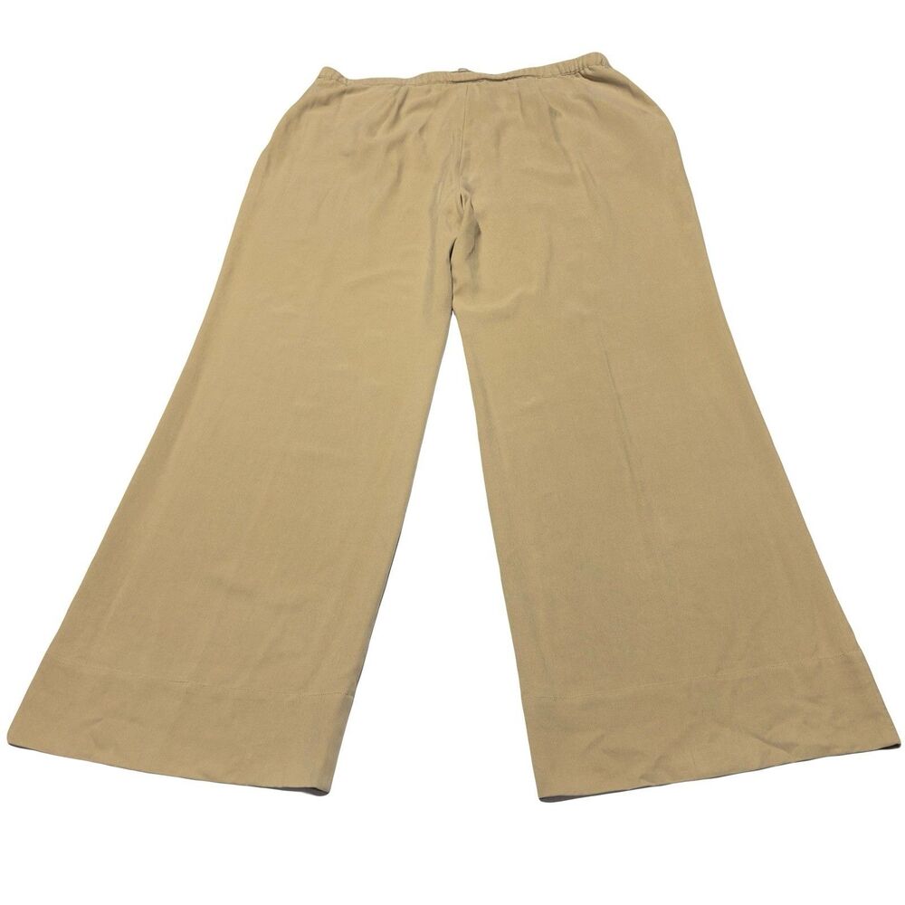 J. Jill Wide Leg 100% Silk Pants Size L Large Tan Khaki NWT - Picture 6 of 11